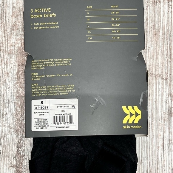 𝅺MEN'S Active 3pk Boxer Briefs - All in Motion Black Size S - Picture 2 of 4